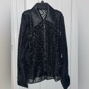 Cassidy’s casuals sheer black button down western shirt